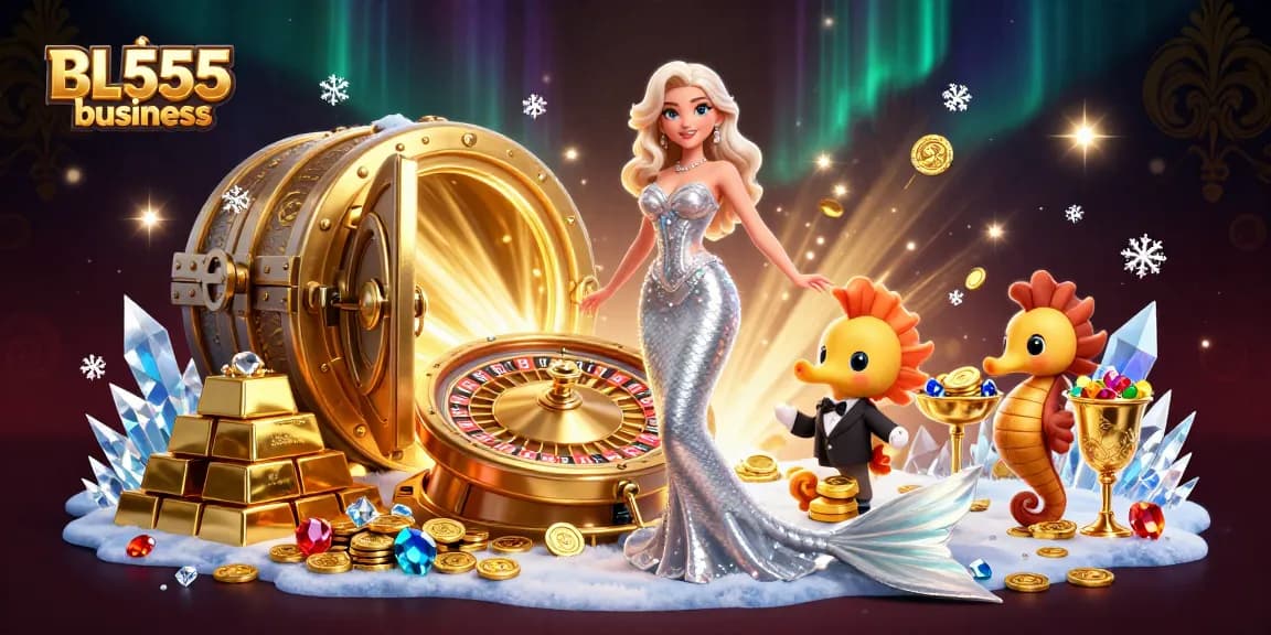 Experience the thrill of gambling with BL555 business at a vibrant casino scene, featuring slots and roulette.