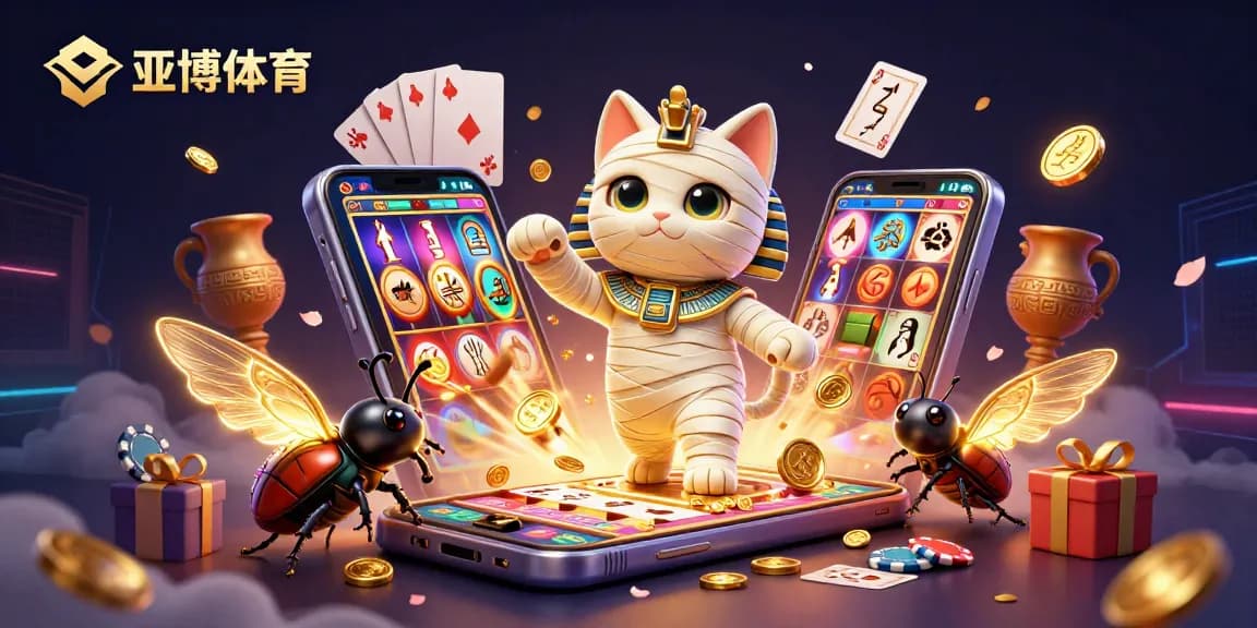 畅玩亚博体育的3D插图，展示了令人惊叹的金色法老棺材和互动的游戏元素。