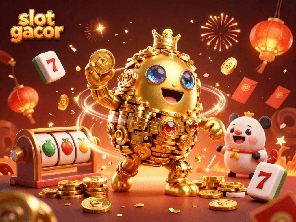 Experience thrilling gameplay with slot gacor featuring a golden golem and festive casino elements.