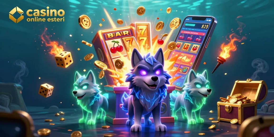 Vivi l'emozione dei casino online esteri con la nostra vivace illustrazione 3D di elementi di gioco gioiosi.