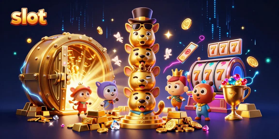 Mainkan slot dengan totem emas berwarna-warni dalam dunia kasino yang memukau