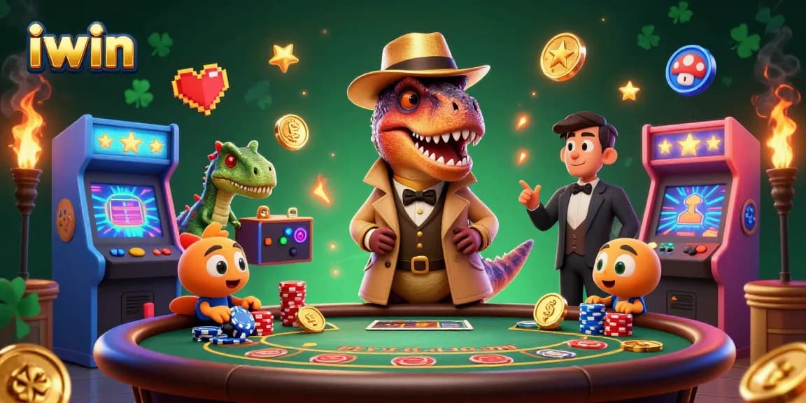 Join the fun at iwin with colorful casino characters and vibrant gaming elements.