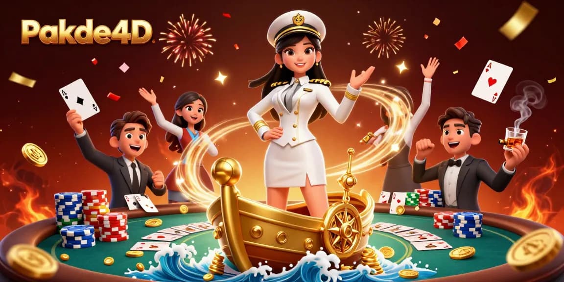 Experience thrilling wins with Pakde4D at a lively poker table surrounded by festive elements.