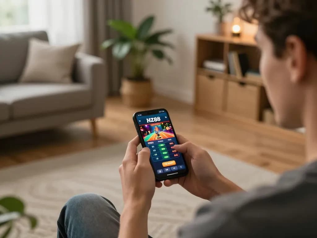 Player wins at HZ88 online casino, showcasing mobile gaming excitement and strategy