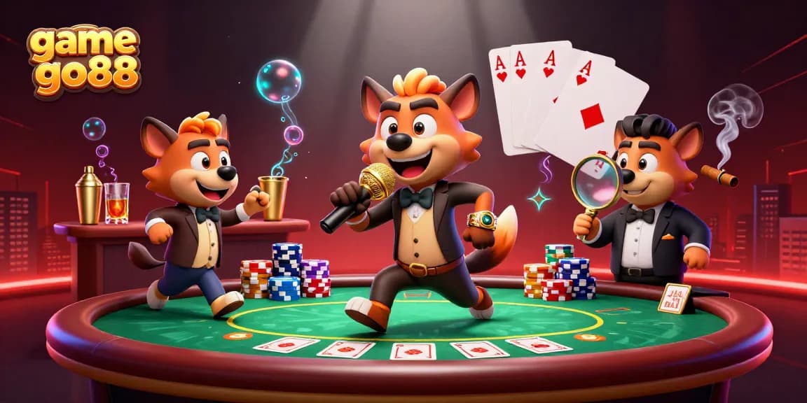 Engage in the game go88 with hyenas hilariously illustrating a vibrant casino scene.