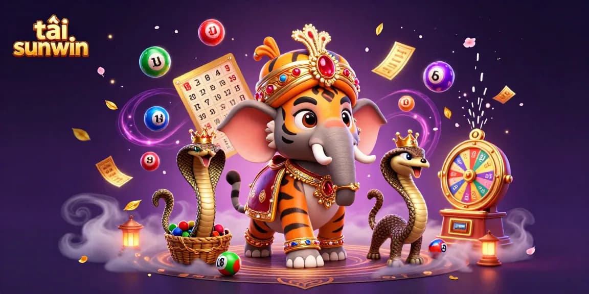 Play exciting games with tải sunwin, featuring a vibrant scene with a maharaja tiger and dynamic casino elements.