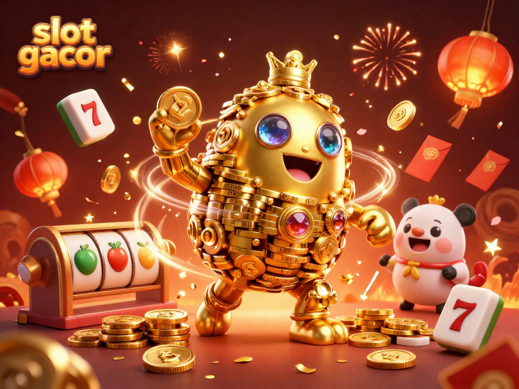 Experience thrilling gameplay with slot gacor featuring a golden golem and festive casino elements.