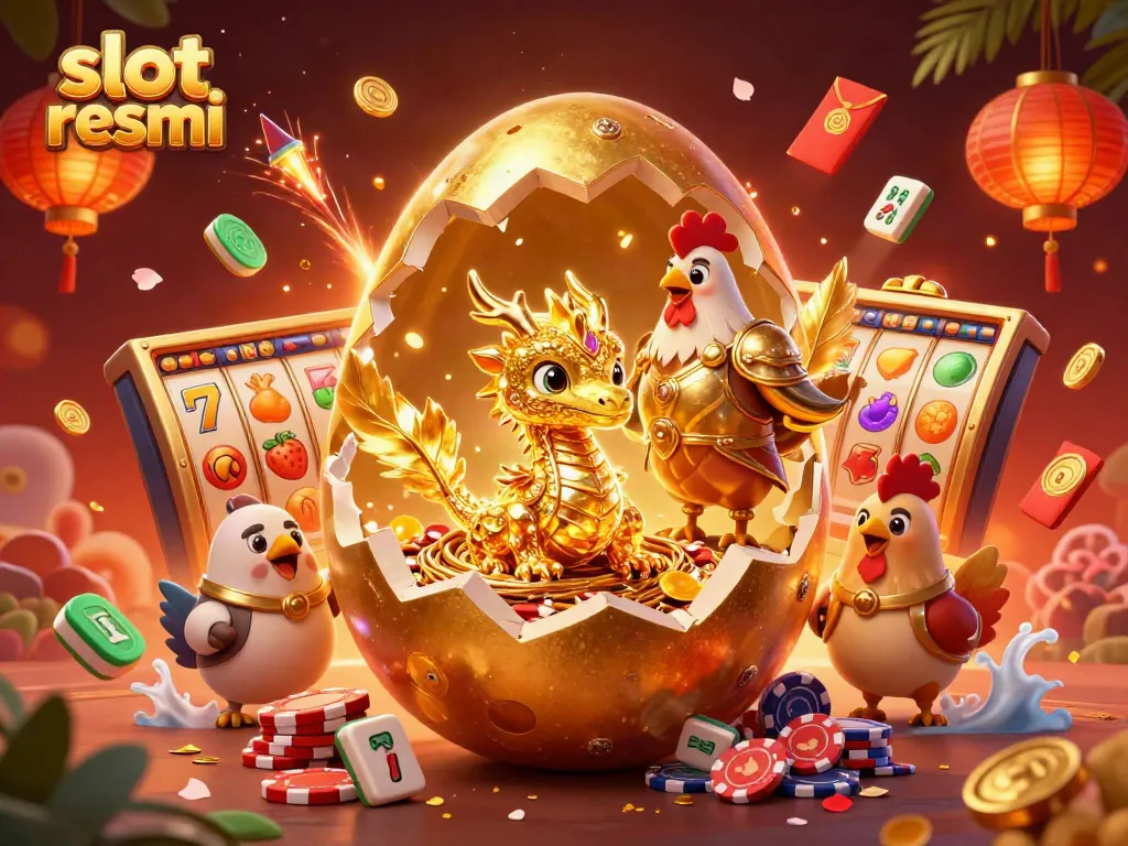 Experience the thrill of slot resmi with a golden dragon and vibrant casino elements.