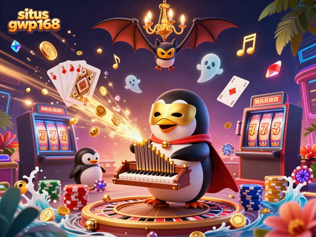 Merayakan kemenangan di situs gwp168 dengan slot online dan koin emas yang meluncur.