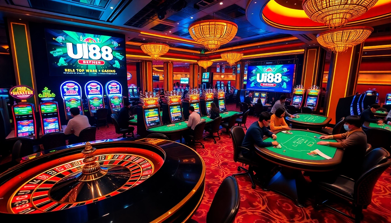 Experience thrilling gameplay with UU88 at a lively casino featuring roulette, poker, and slots.