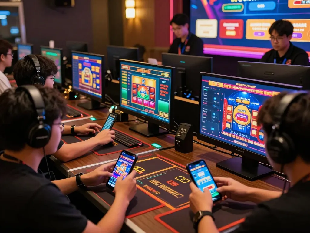 Engaging online gaming scene at https://sc88e.com/ showcasing diverse players enjoying casino games and sports betting.