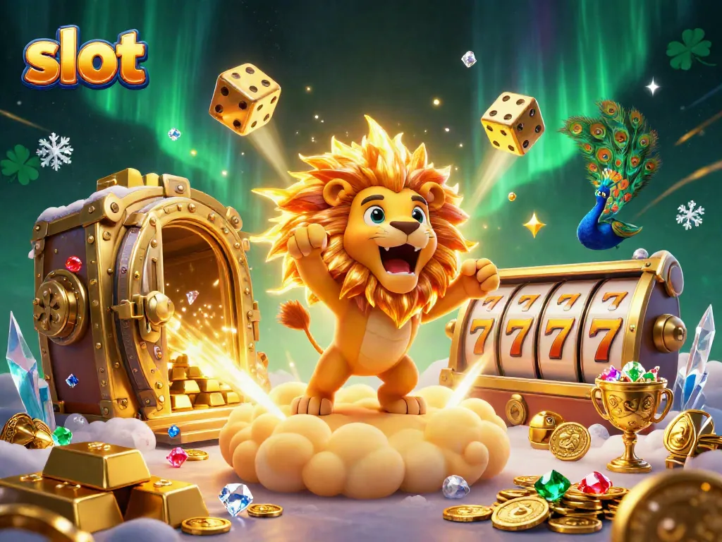 Slot memikat dengan simbol keberuntungan, harta berkilau, dan suasana kasino yang menawan.