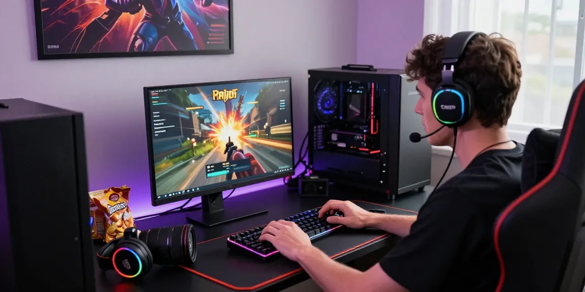 Engaging Raja Game login scene with a player focused on their gaming setup, highlighting excitement and vibrant atmosphere.