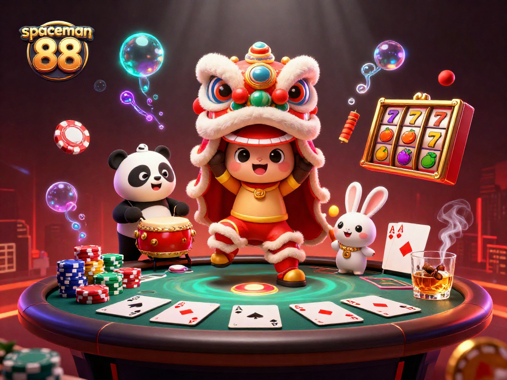 Experience the thrilling action of spaceman 88 featuring a lively lion dance and dynamic poker gaming elements.