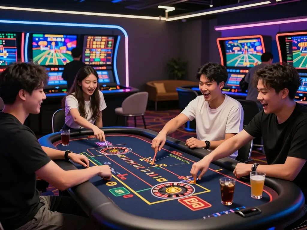 Online gaming excitement at https://rr99.it.com/ with players at a live roulette table in a vibrant atmosphere.