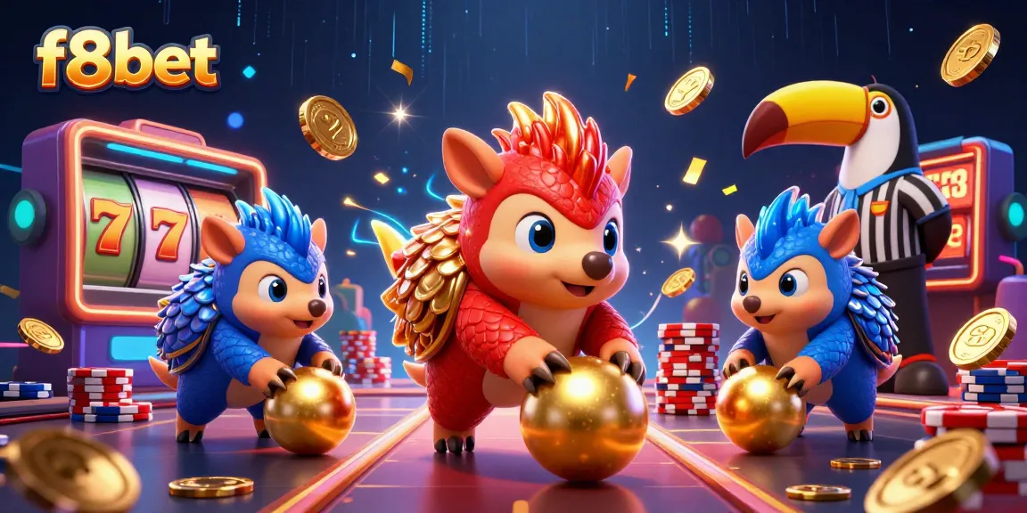 Experience thrilling victories at f8bet with dynamic slot reels, rival pangolins, and casino excitement!