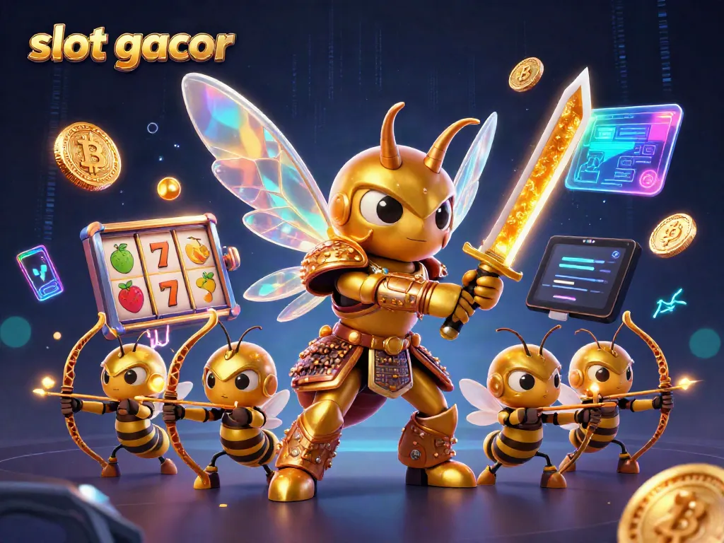 Slot gacor dengan simbol buah berkilau dan jackpot besar dalam ilustrasi 3D yang menarik.