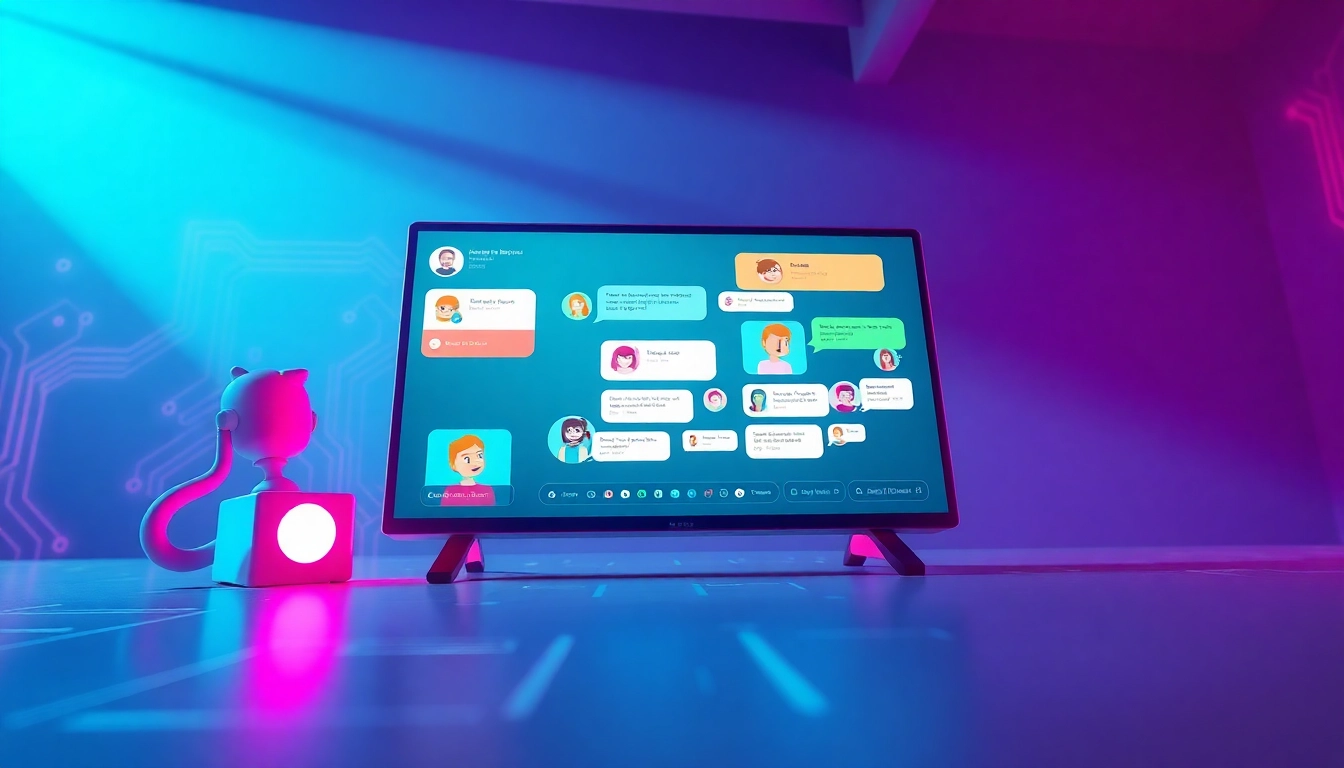 Engaging spicychat AI chat environment showcasing animated avatars and vibrant interaction.