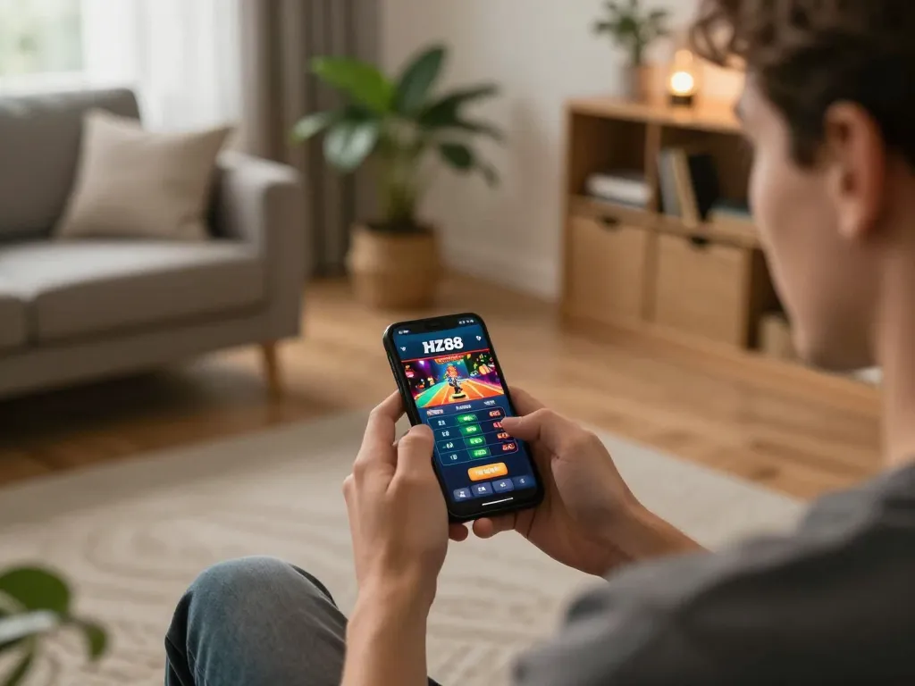 Player wins at HZ88 online casino, showcasing mobile gaming excitement and strategy