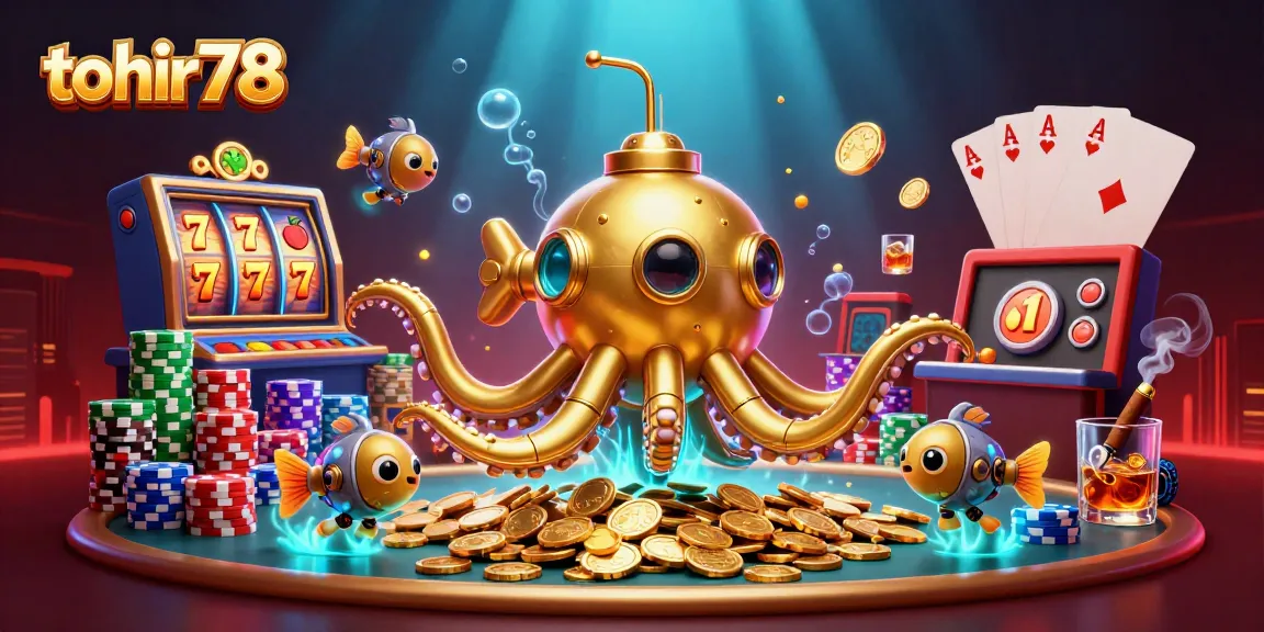 Menangkan jackpot dengan tohir78 di antara koin emas dan simbol slot yang berkilau.
