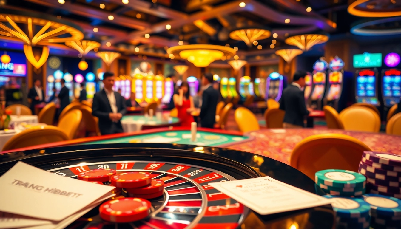 Engage in thrilling gameplay at TRANG CHỦ HBBET, showcasing lively casino tables and dynamic roulette action.