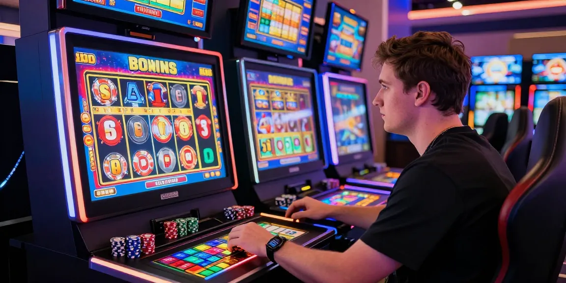 Player enjoying bonus buy slots UK at modern online casino with colorful gaming aesthetics.