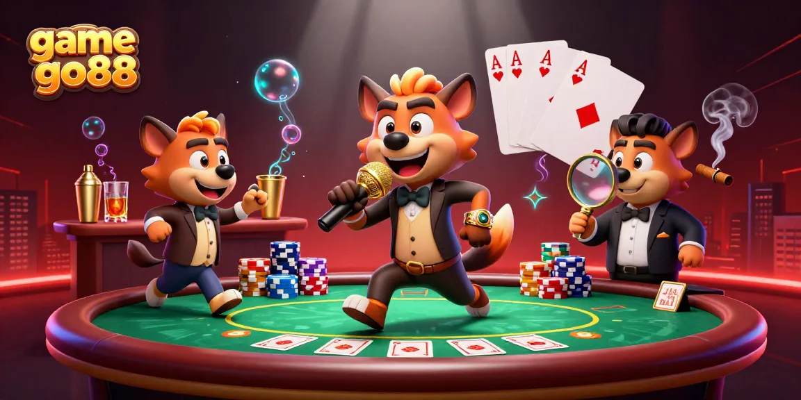 Engage in the game go88 with hyenas hilariously illustrating a vibrant casino scene.