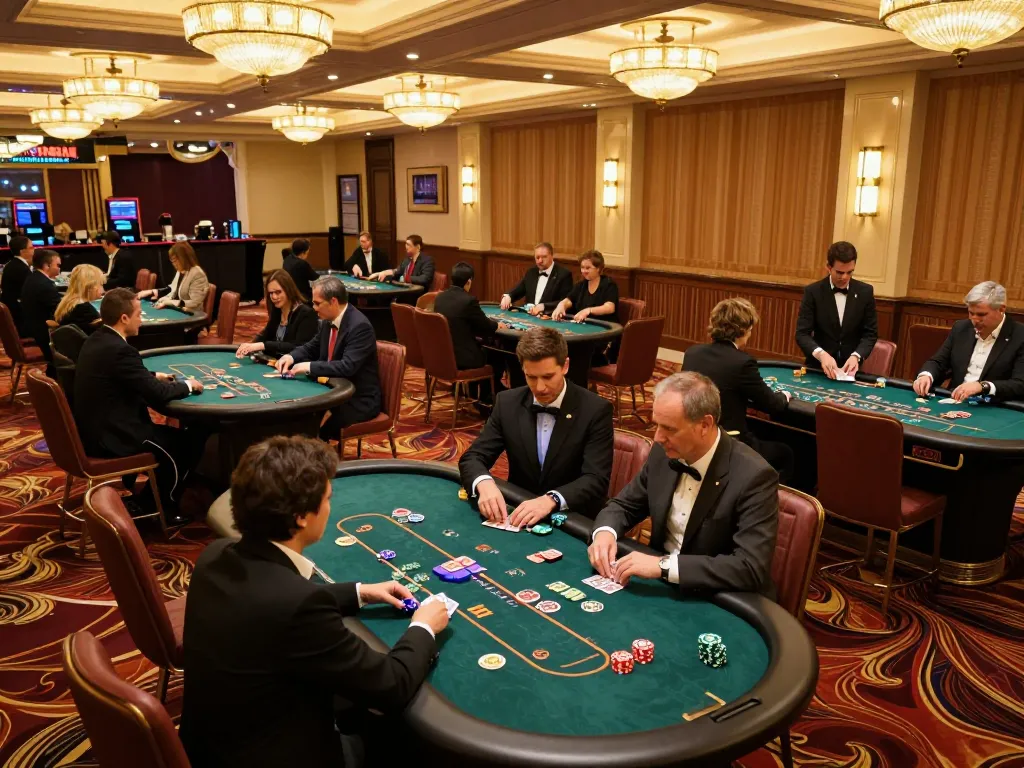 GO88 gaming excitement visible on a vibrant casino floor with players engaged at tables.