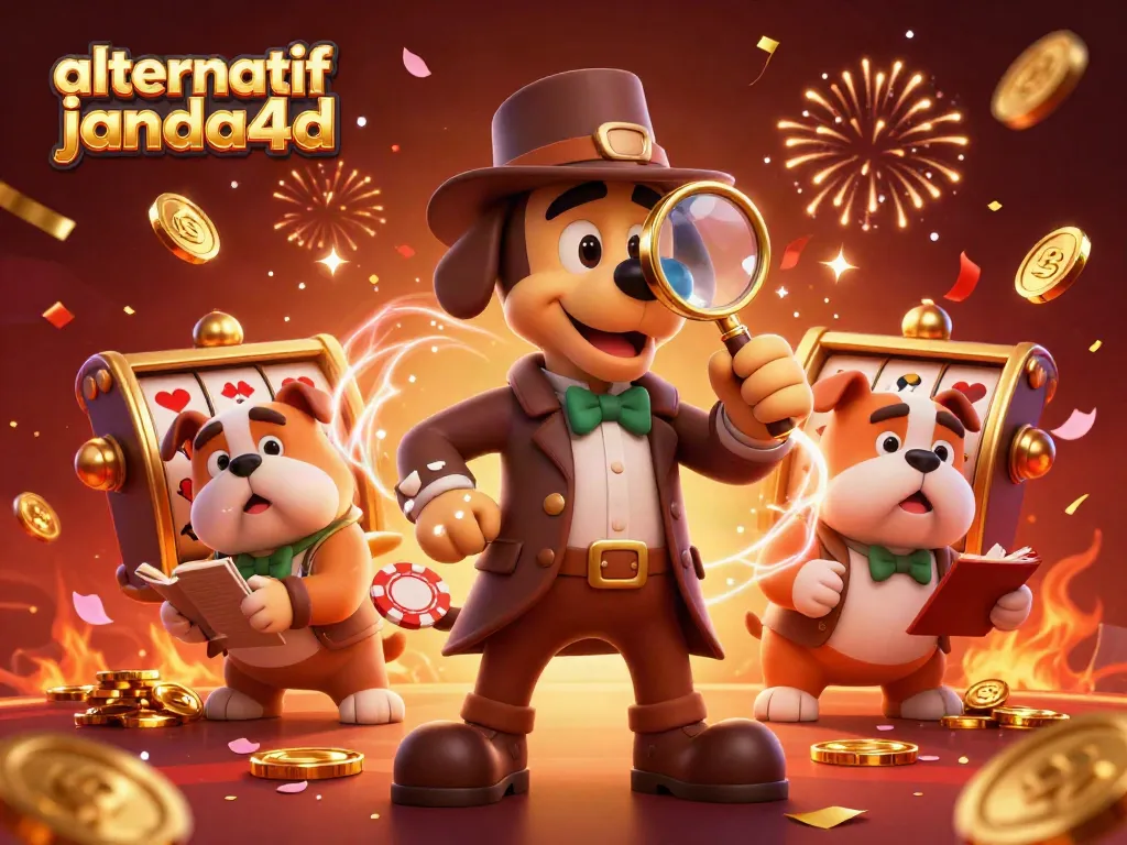 Mencari alternatif janda4d dengan karakter detektif kartun 3D dan elemen kasino.