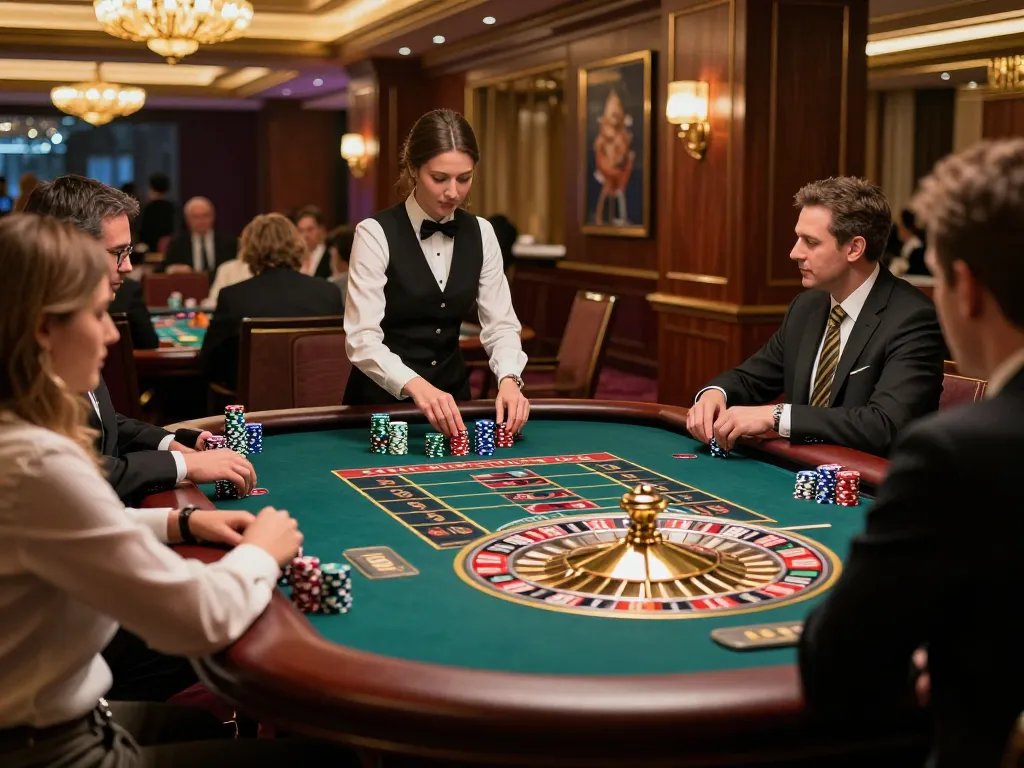 Experience strategic gameplay at the TA88 roulette table with attentive players placing bets.