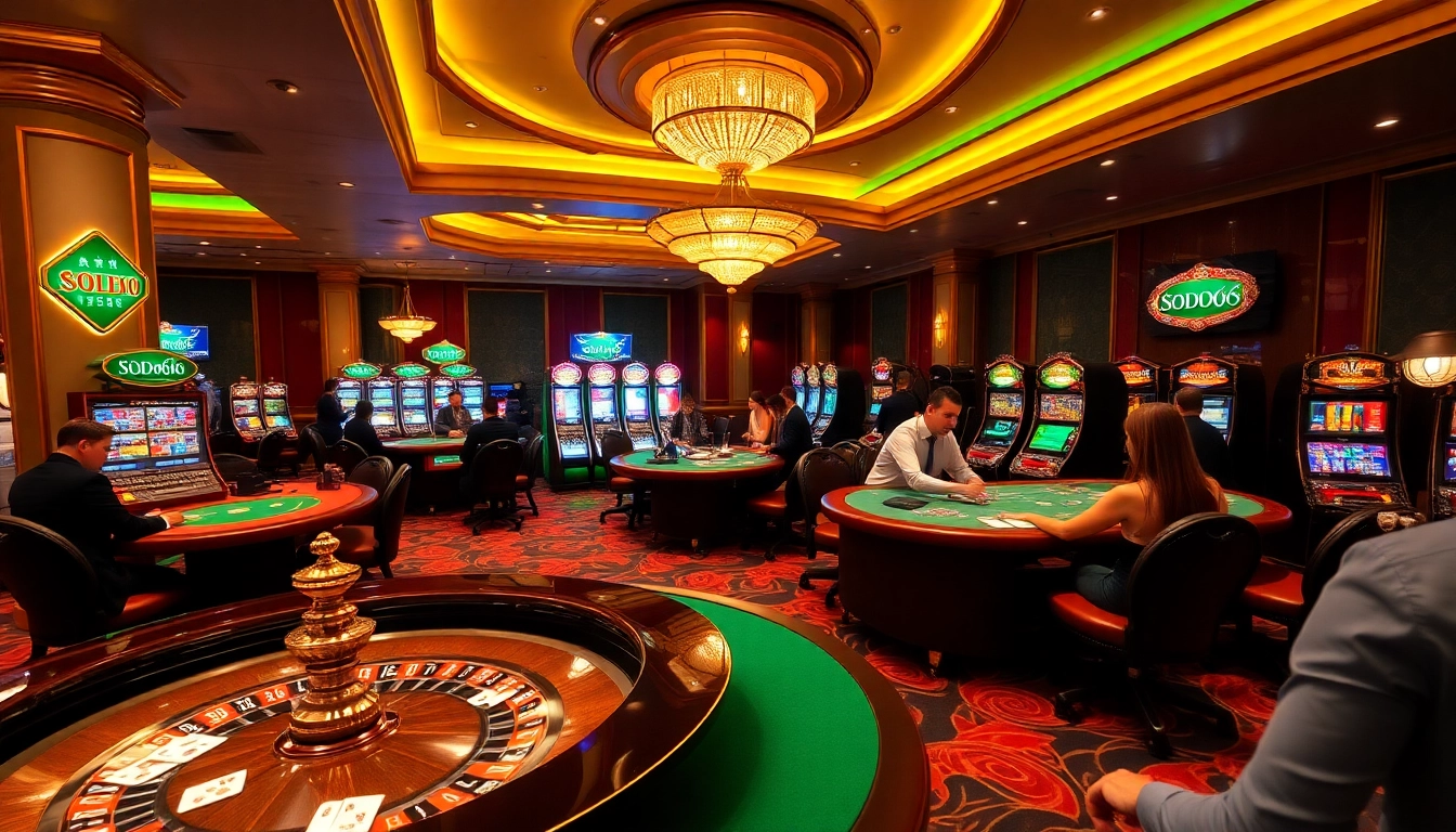 Experience the excitement of SODO66 casino with thrilling gaming action at elegant tables.