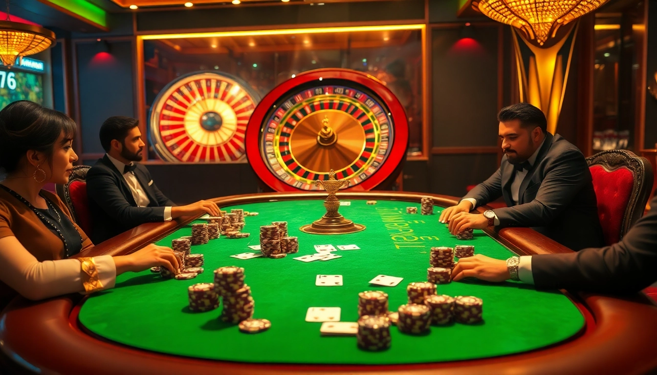 Experience the excitement of TRANG GAME B8 with players enjoying a high-stakes poker game.