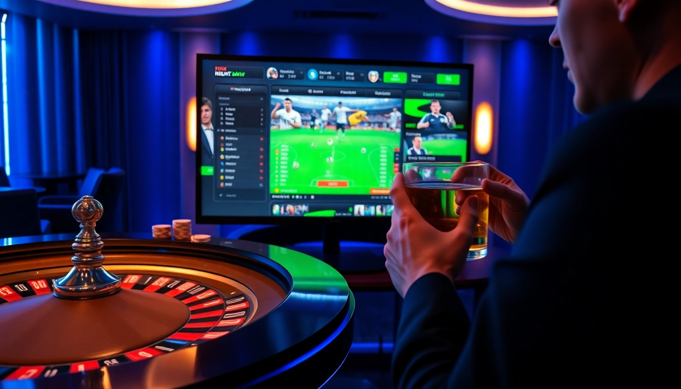 Betting strategy explained through engaging visuals about แทงบอลยังไง in a vibrant casino setting.