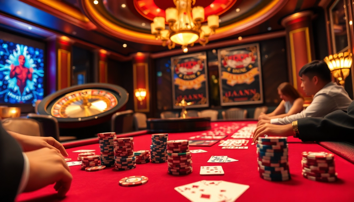 Experience thrilling moments with TG88 at a high-stakes poker table, vibrant casino atmosphere.