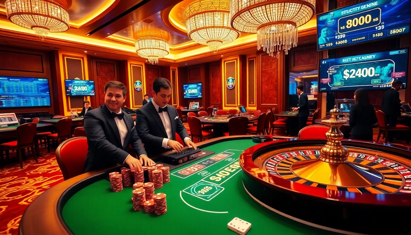 Players enjoying a thrilling game at https://xx88.contractors/ casino with vibrant tables and professional dealers.