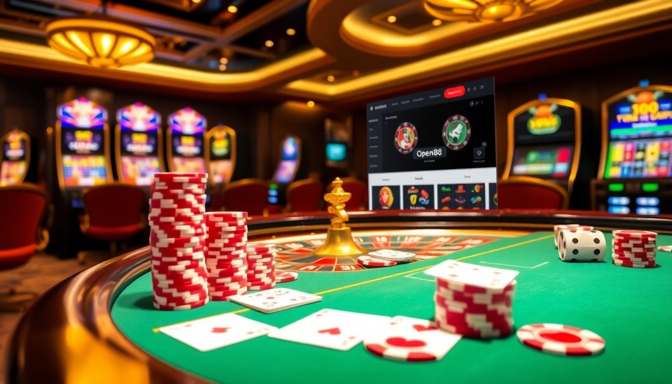Engage in thrilling games at open88.mobi with an exquisite casino ambiance featuring roulette and poker.