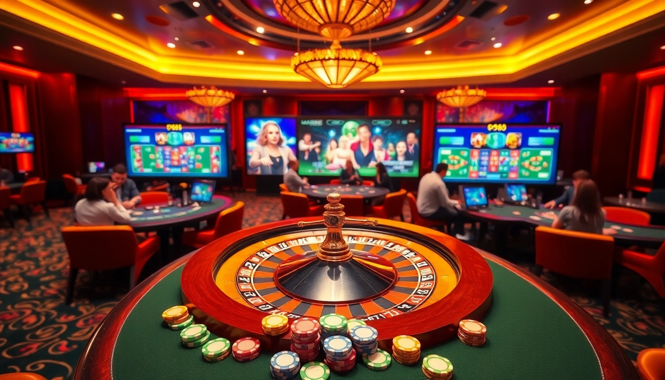 Experience the thrill of pg88 at an elegant casino table with roulette and poker.