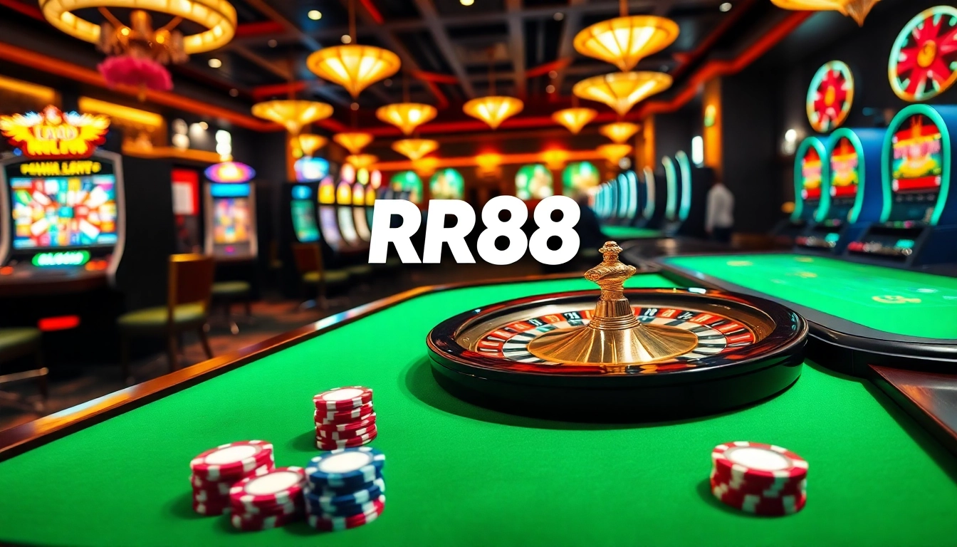 Engaging players at Nhà cái RR88's vibrant casino with luxurious tables and thrilling games.